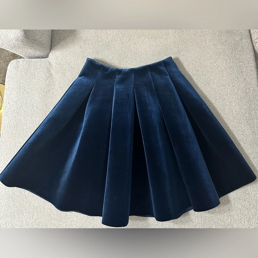 LC Lauren Conrad Deep Blue Velvet Skirt - Picture 1 of 4